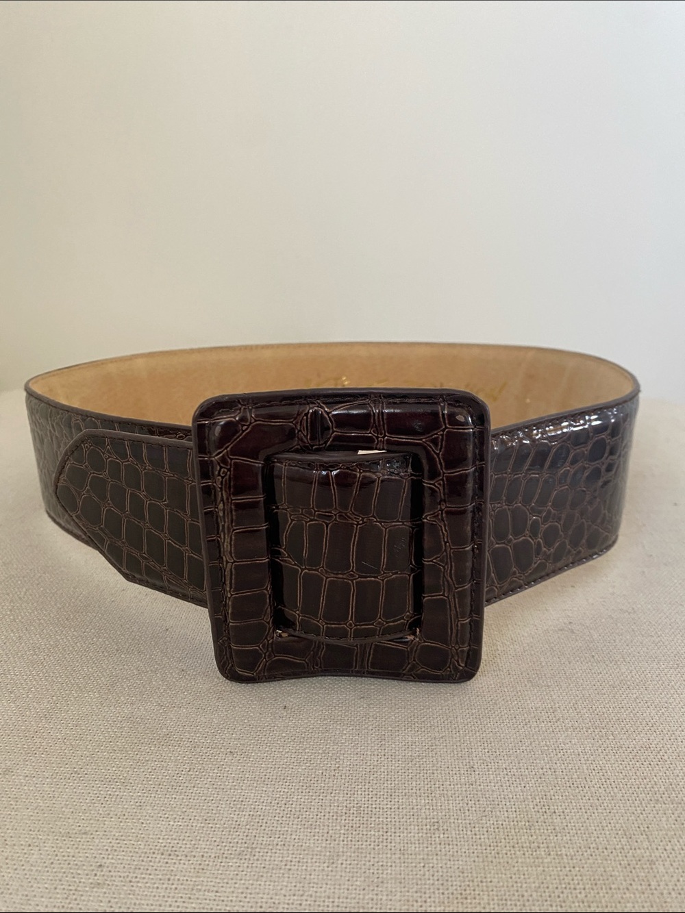 Betsy Johnson Burgundy Croc Embossed Leather Belt
